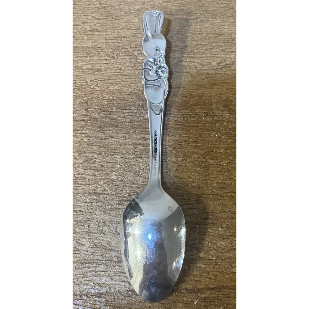 Oneida Peter Rabbit Community Stainless Child Baby Spoon Lot of 3 Bunny Flatware